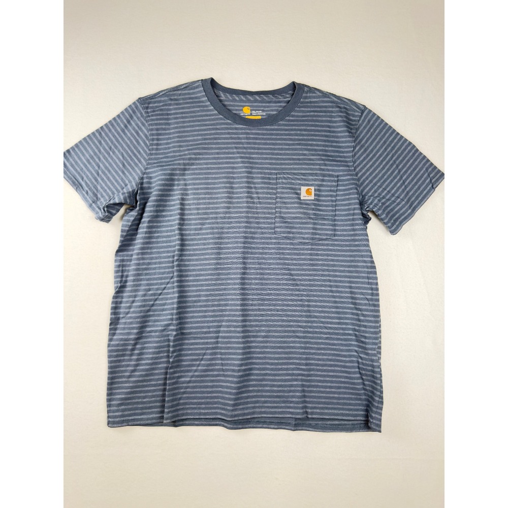 Carhartt Boys XL 16-18 Blue Striped Pocket T-Shirt Short Sleeve Original Fit